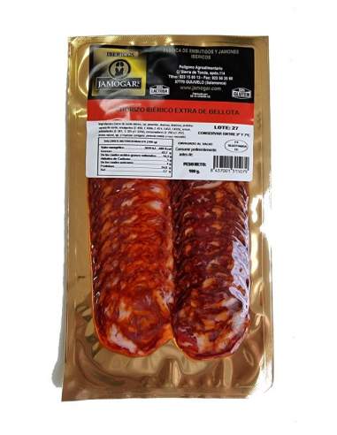 Chorizo ibérico extra de bellota Jamogar sobre de 100 g.