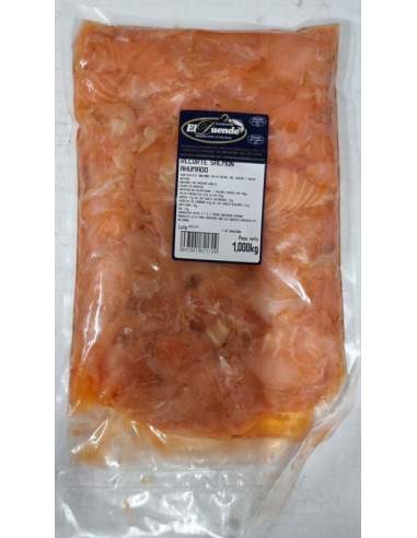 Pedaços de salmão fumado norueguês 1 kg. líquido
