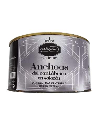 Arlequin platinum series salted spring anchovy 5 kg tin.